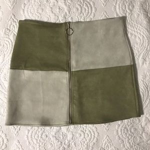 Color Block Suede Mini Skirt